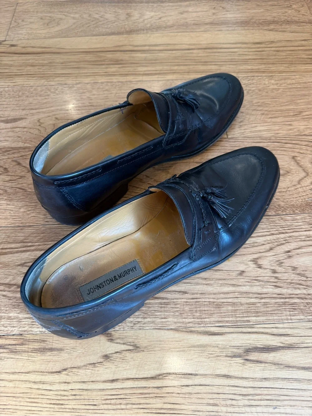 Johnston & Murphy Black Leather Tassel Loafers